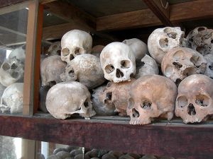 Skulls of those killed by The Khmer Rouge